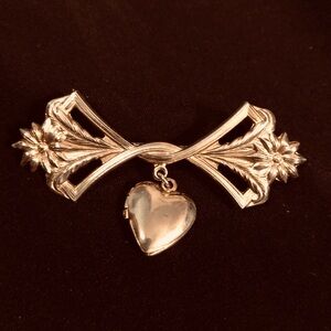 Gold toned Sugned Lillian Vernon Locket & Brooch Pin.